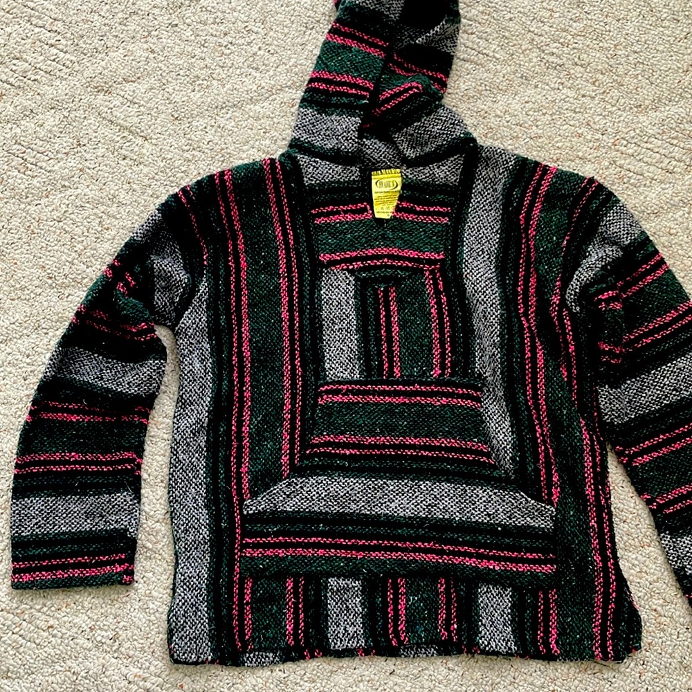 Franks aztec baja cali Mexican inspired poncho honcho stripped long sleeve